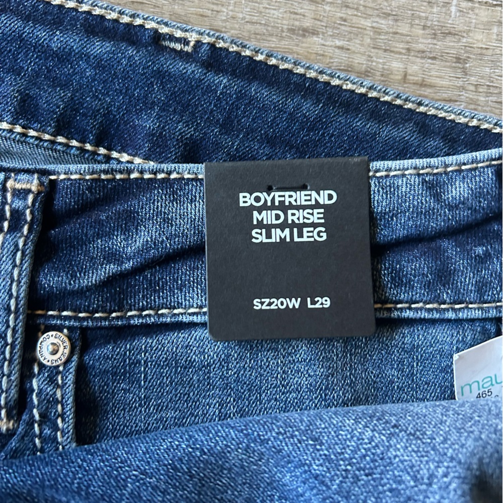 Silver Jeans Boyfriend Mid Rise Slim Leg Size 20 W Length 29.5 Luxe Stretch NEW - Picture 7 of 16